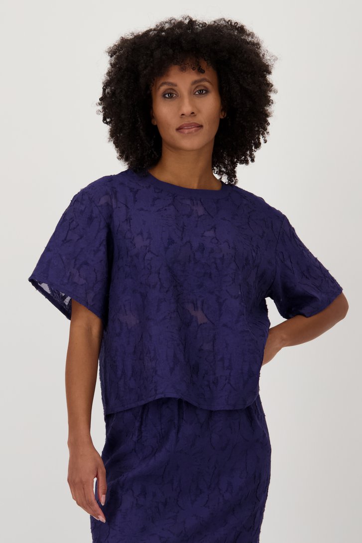 Chemisier bleu foncé en dentelle transparente de Louise pour Femmes
