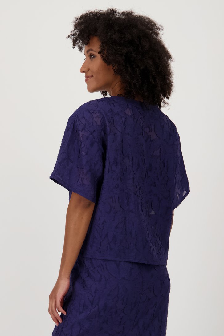 Chemisier bleu foncé en dentelle transparente de Louise pour Femmes