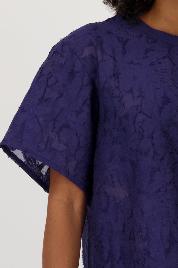 Chemisier bleu foncé en dentelle transparente de Louise pour Femmes