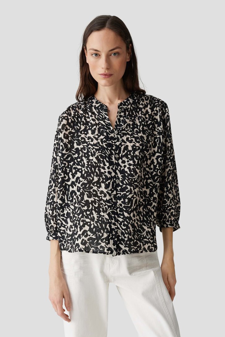 Chemisier noir et beige à manches 3/4 de Opus pour Femmes