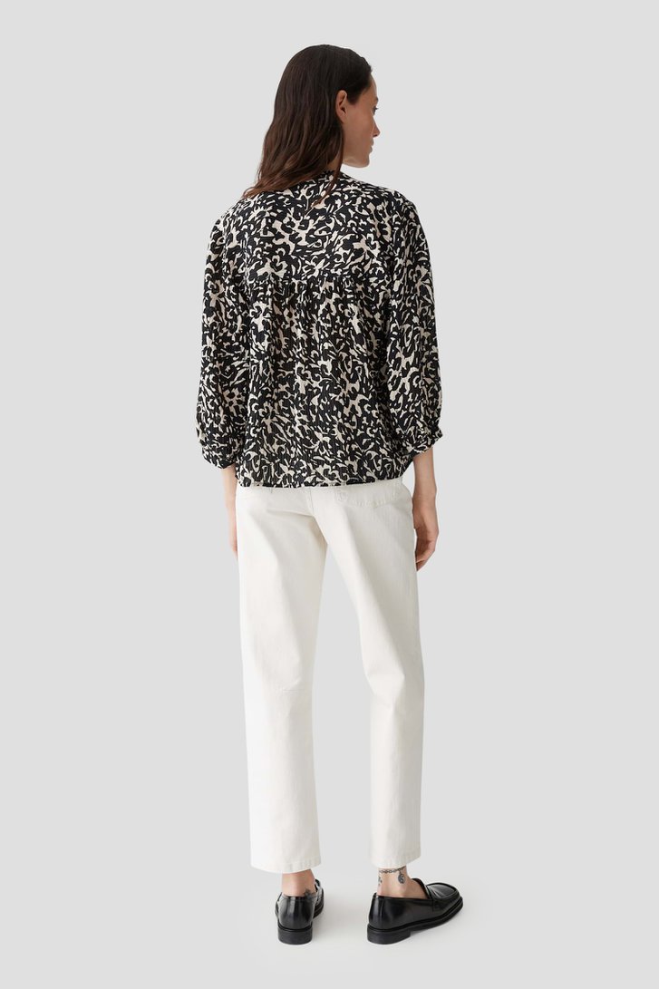 Chemisier noir et beige à manches 3/4 de Opus pour Femmes