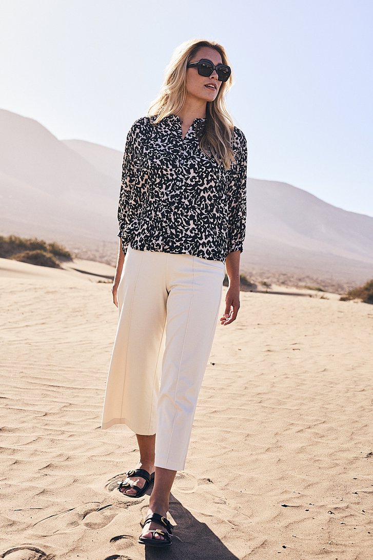Chemisier noir et beige à manches 3/4 de Opus pour Femmes