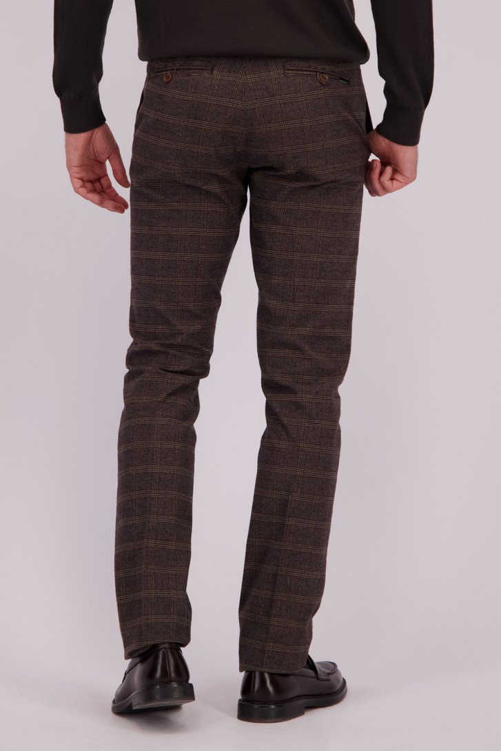 Le dos de Chino brun à carreaux – Dallas – Slim fit de Brassville pour Hommes