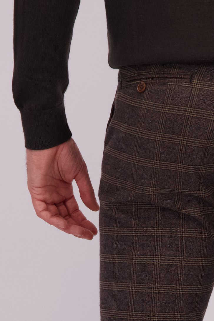 Détail de Chino brun à carreaux – Dallas – Slim fit de Brassville pour Hommes