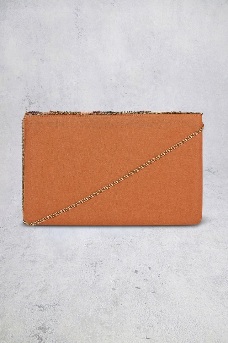 Achterkant van Clutch met bloemenmotief in bruintinten door Bulaggi voor Dames