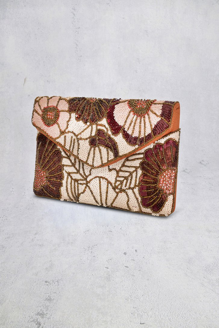 Productfoto 1 van Clutch met bloemenmotief in bruintinten door Bulaggi voor Dames
