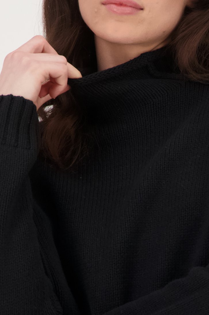 Col roulé en tricot noir de Geisha pour Femmes