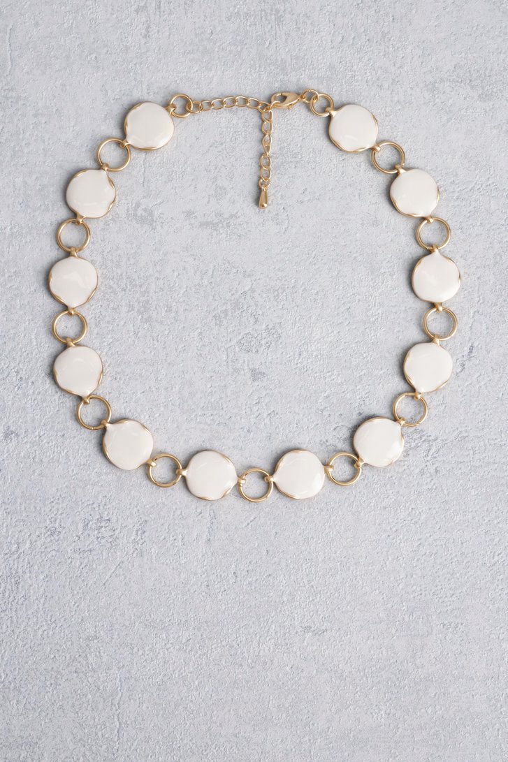 Collier doré avec des charms ronds blancs de Liberty Island pour Femmes
