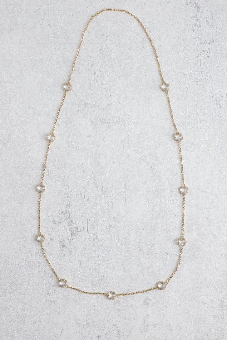 Le devant de Collier doré avec petites fleurs transparentes de Liberty Island pour Femmes