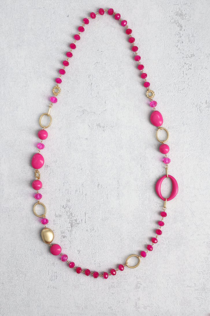 Collier doré long avec perles fuchsia de Liberty Island pour Femmes