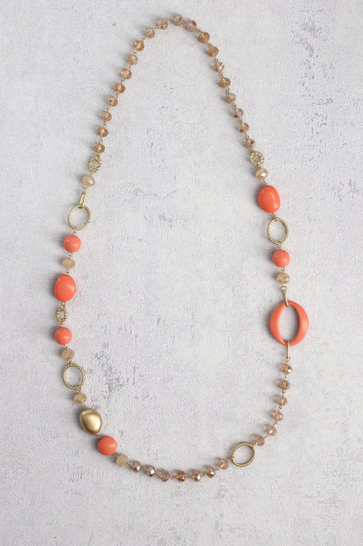Collier doré long avec perles roses de Liberty Island pour Femmes