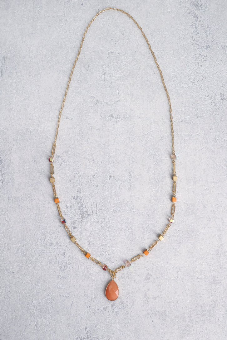Collier long orange-or de Liberty Island pour Femmes