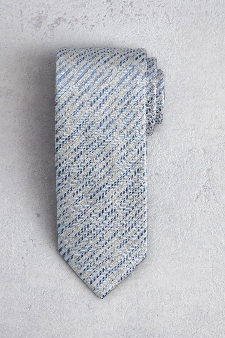 Le devant de Cravate à motif rayé beige et bleu de Liberty Island pour Hommes
