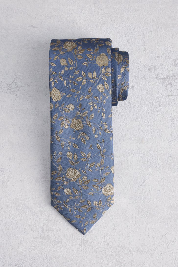 Cravate bleue avec motif de fleurs beige de Liberty Island pour Hommes