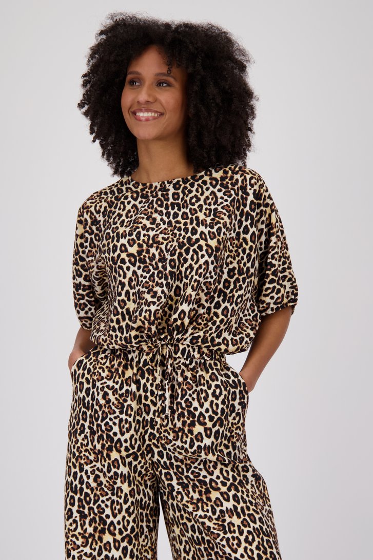 Cropped blouse met animal print van Louise voor Dames