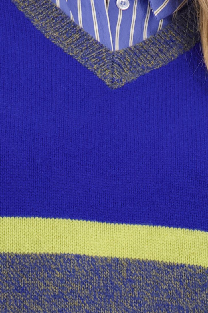 Détail de Débardeur bleu et vert citron à col V de Libelle pour Femmes