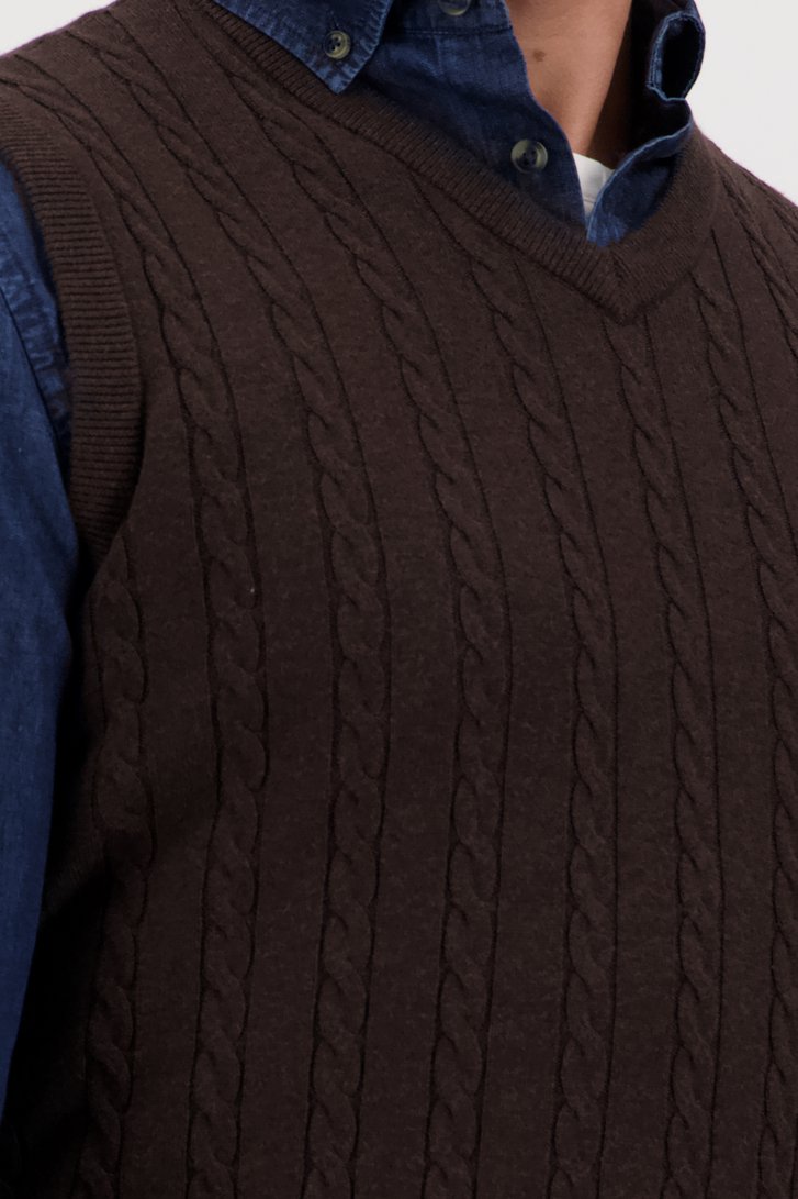 Débardeur marron foncé avec motif câblé de Dansaert Blue pour Hommes