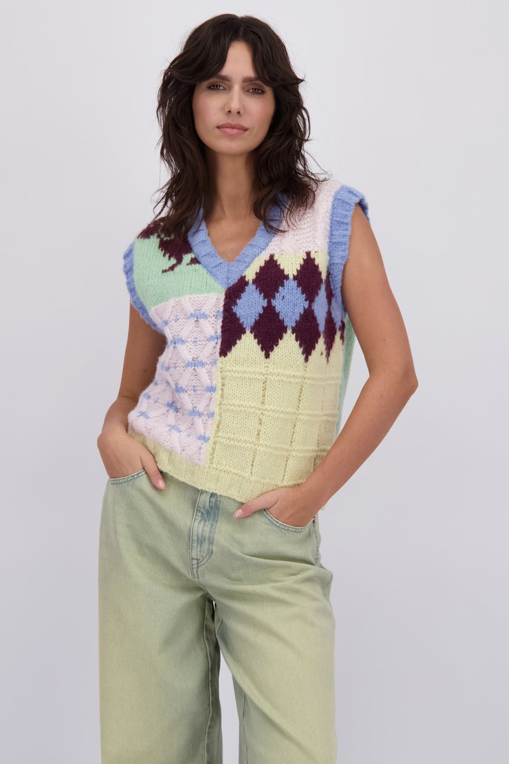 Le devant de Débardeur tricoté multicolore de Pieces pour Femmes