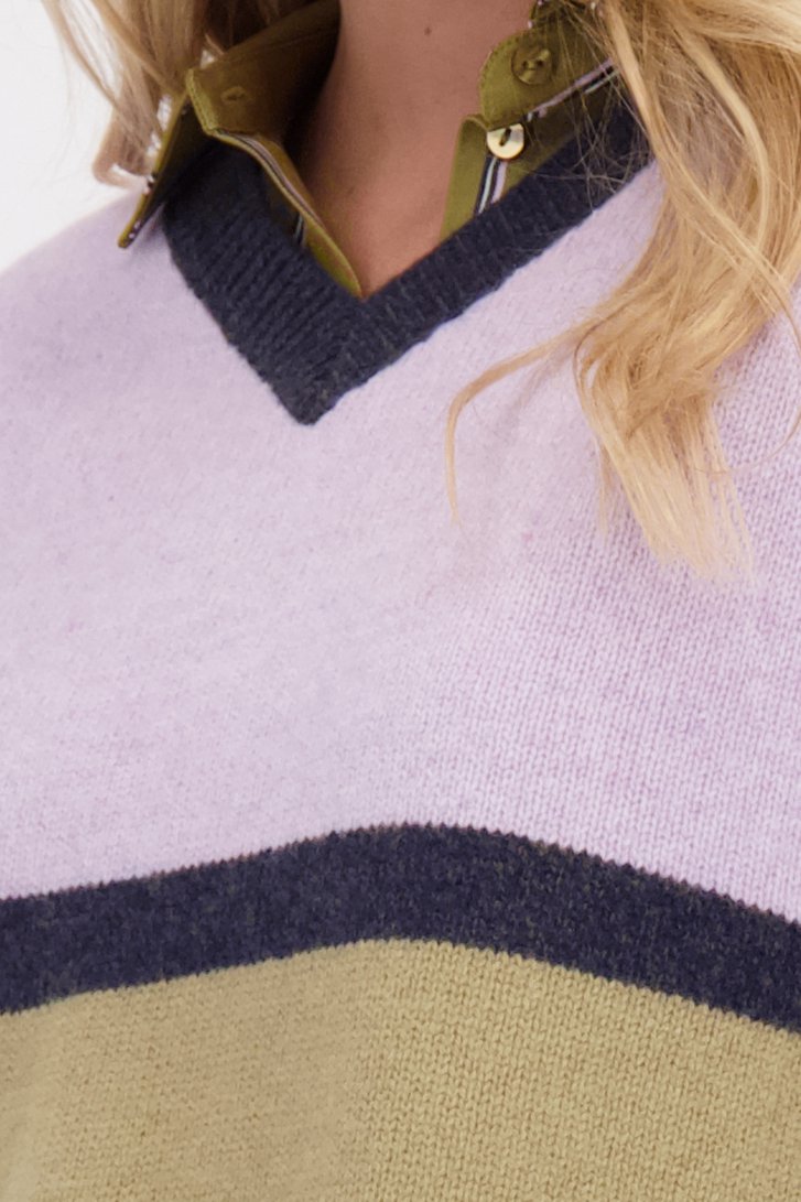 Détail de Débardeur violet et beige à col en V de Libelle pour Femmes