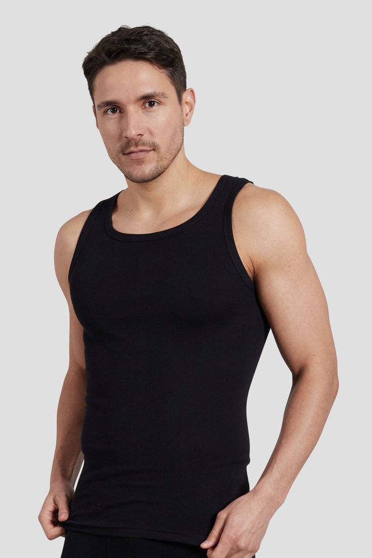 Débardeurs noirs côtelés - Set de 2 de Tom Tailor pour Hommes