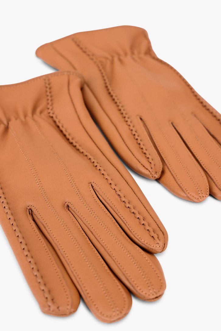 Donkerbeige lederen handschoenen van Liberty Island voor Dames