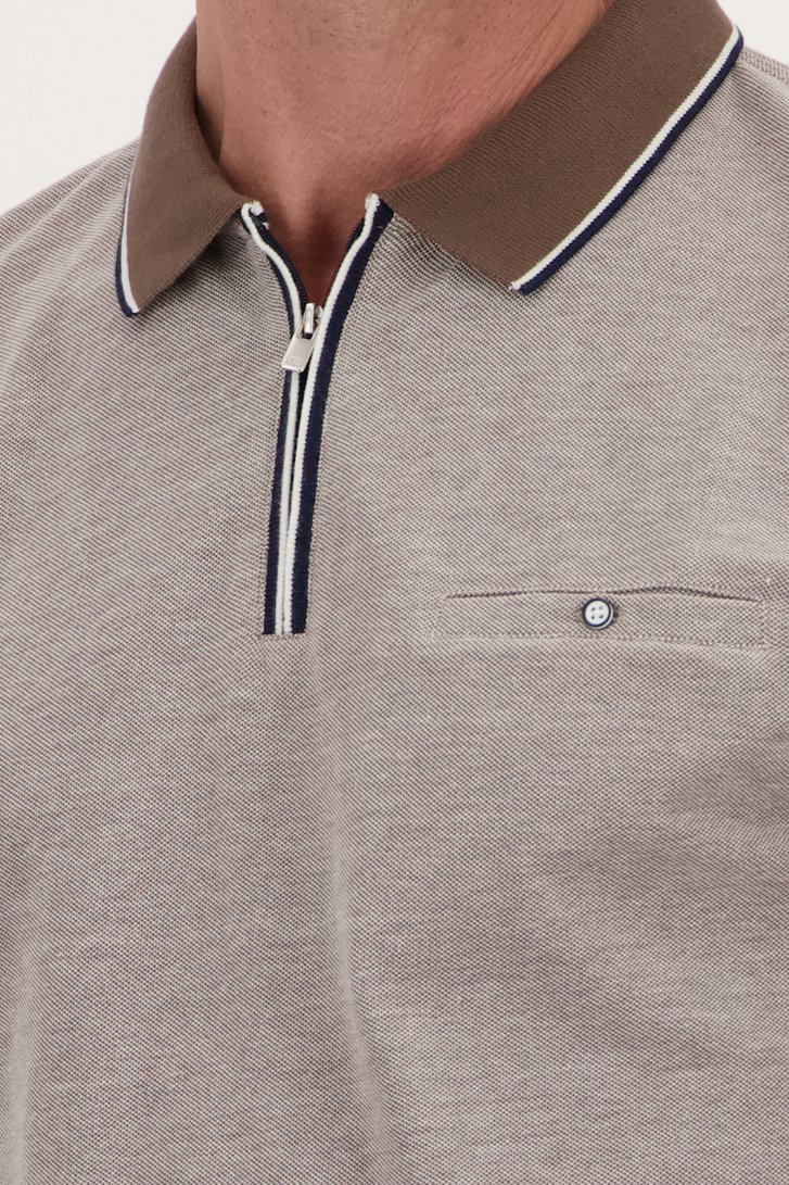 Donkerbeige polo met korte rits van Dansaert Blue voor Heren