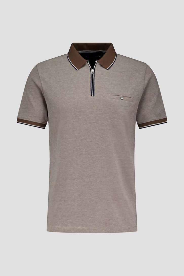 Donkerbeige polo met korte rits van Dansaert Blue voor Heren