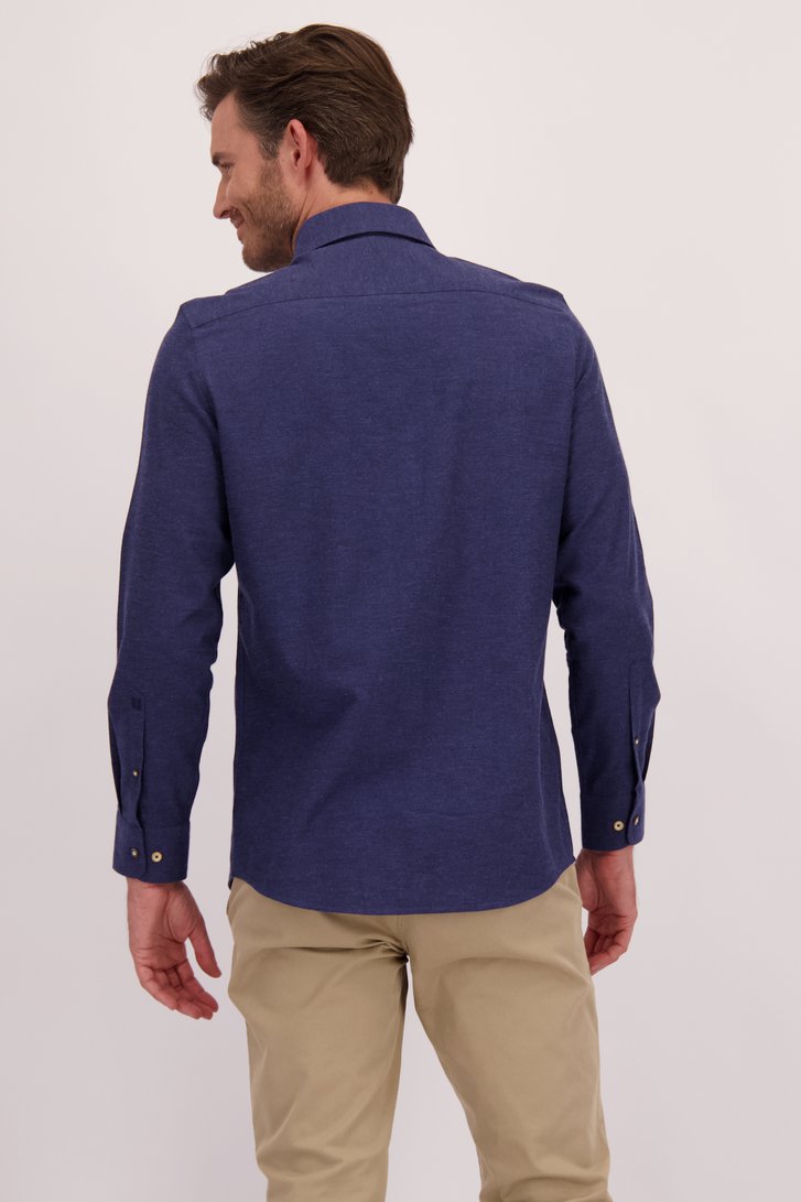 Achterkant van Donkerblauw gemêleerd hemd - Regular fit door Upper East voor Heren