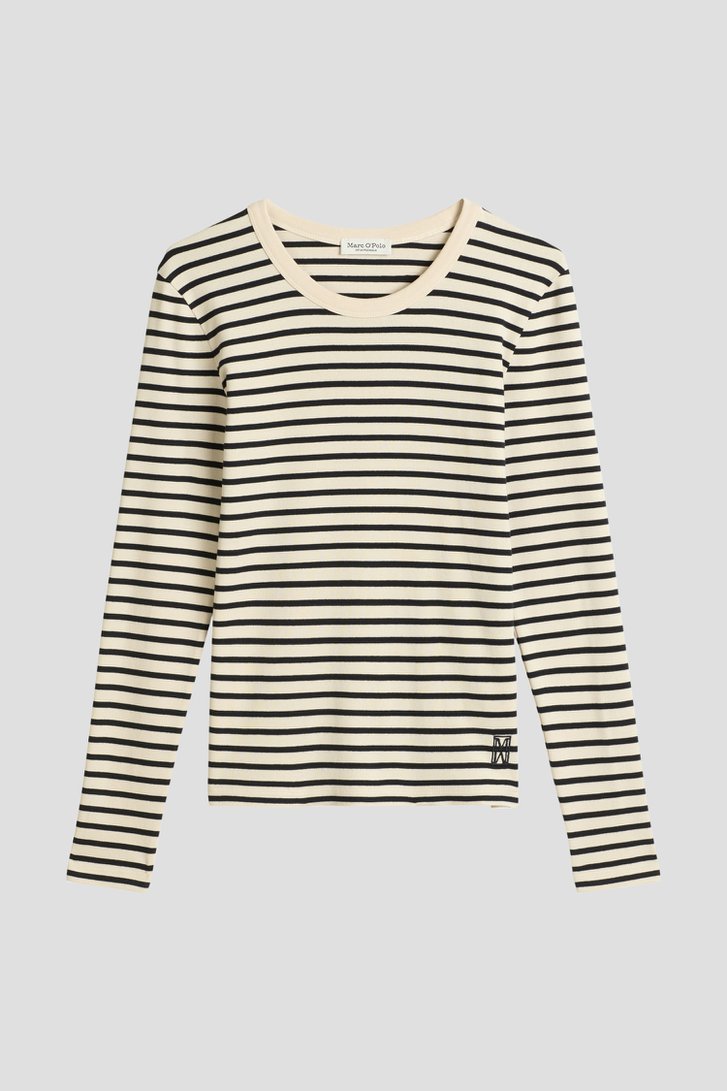 Productfoto 1 van Donkerblauw gestreepte longsleeve door Marc O'Polo voor Dames