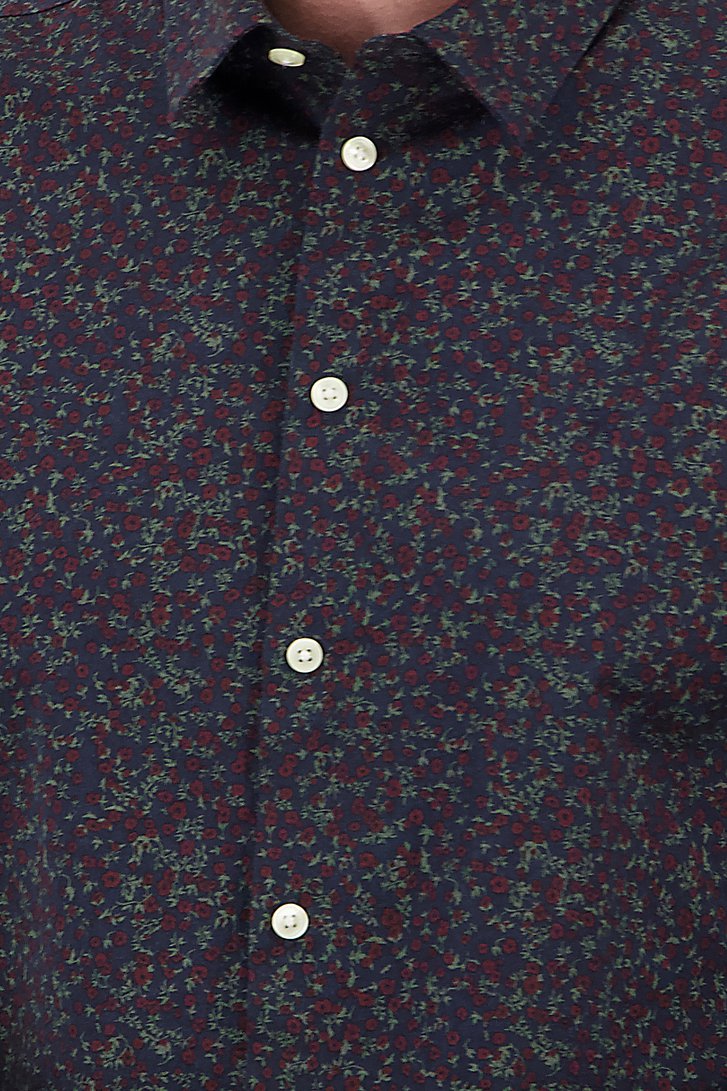 Donkerblauw hemd met bloemenprint - slim fit van Casual Friday voor Heren
