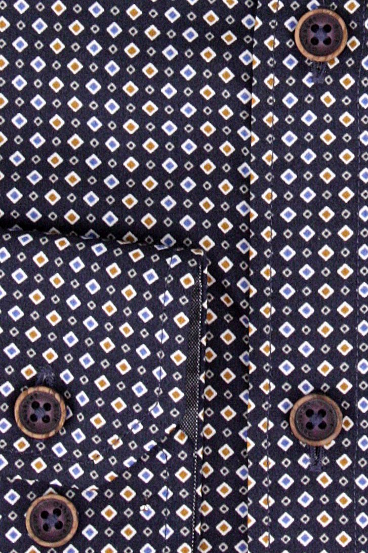 Donkerblauw hemd met fijn motief - Regular fit van Dansaert Blue voor Heren