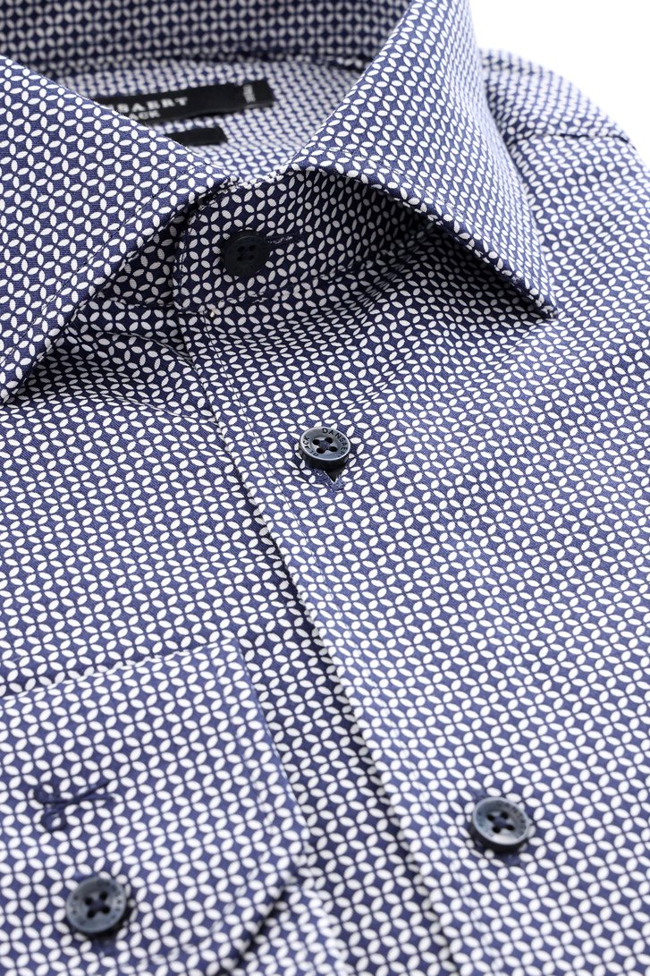 Detail van Donkerblauw hemd met fijne print - Comfort fit door Dansaert Black voor Heren