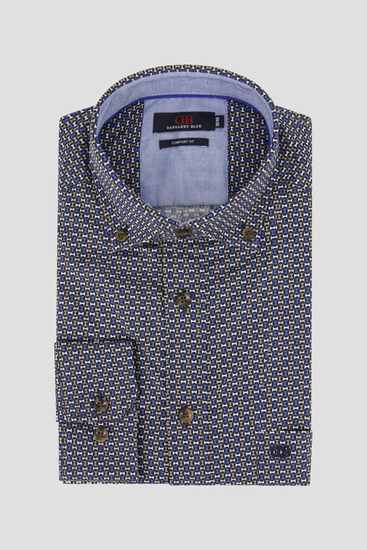 Donkerblauw hemd met fijne print - Comfort fit van Dansaert Blue voor Heren