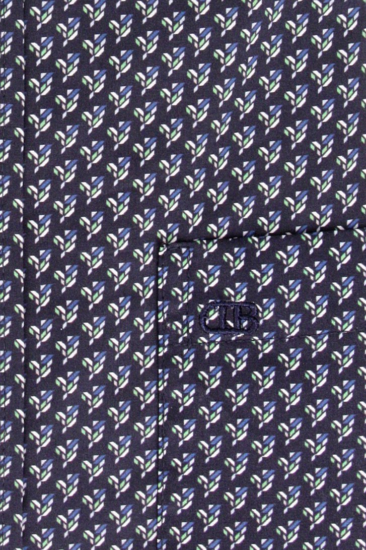 Donkerblauw hemd met fijne print - Comfort fit van Dansaert Blue voor Heren