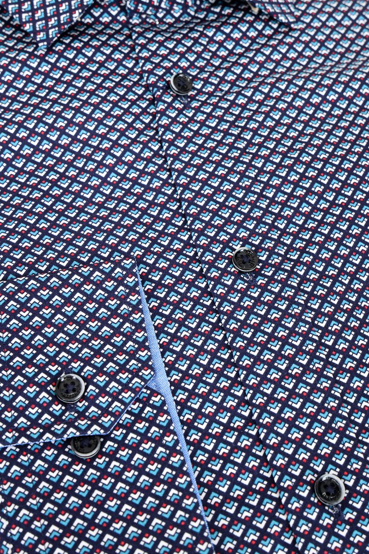 Donkerblauw hemd met fijne print - Comfort fit van Dansaert Blue voor Heren