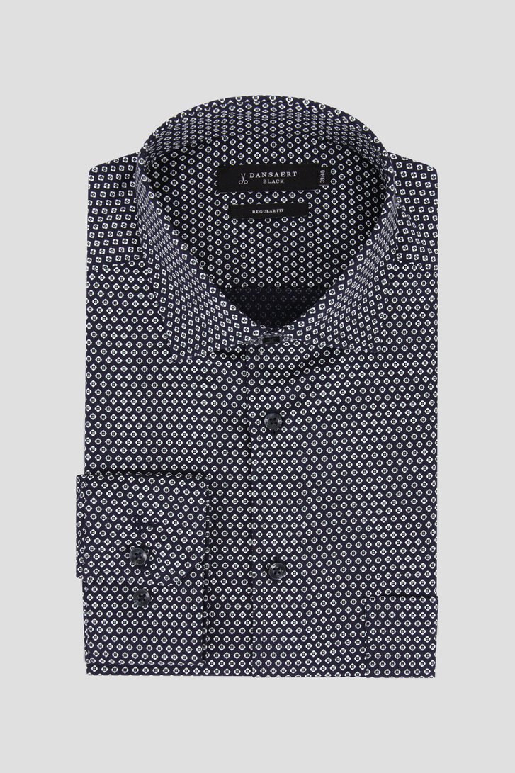 Donkerblauw hemd met fijne print - Regular fit van Dansaert Black voor Heren