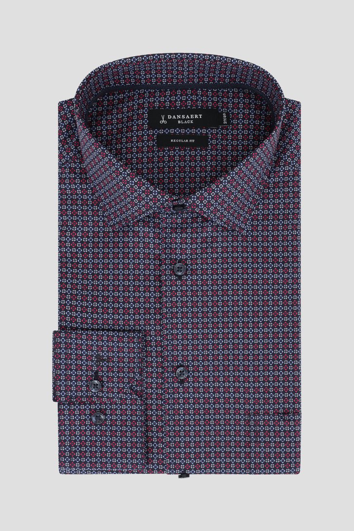Donkerblauw hemd met fijne print - Regular fit van Dansaert Black voor Heren