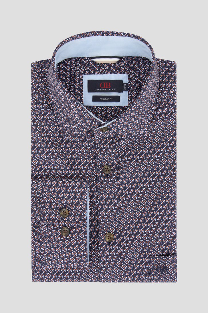 Donkerblauw hemd met fijne print - Regular fit van Dansaert Blue voor Heren