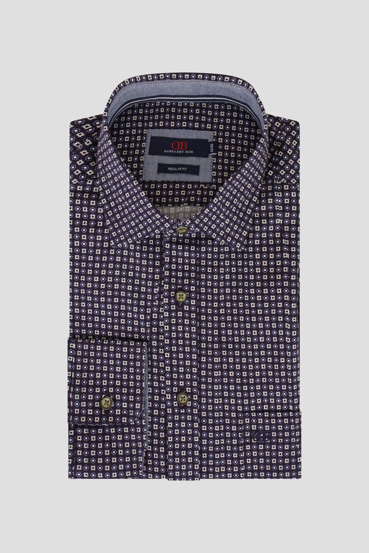 Productfoto 1 van Donkerblauw hemd met grafische print - regular fit door Dansaert Blue voor Heren