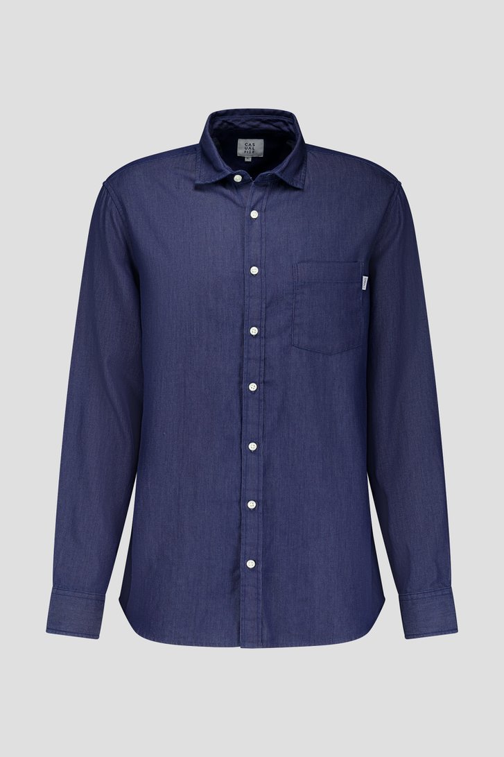 Donkerblauw hemd met jeanslook - Regular fit van Casual Five voor Heren