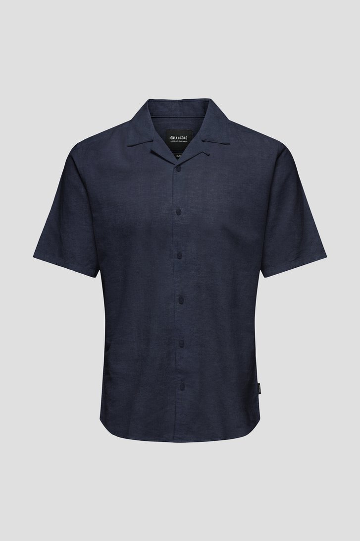 Productfoto 1 van Donkerblauw hemd met korte mouwen door Only & Sons voor Heren