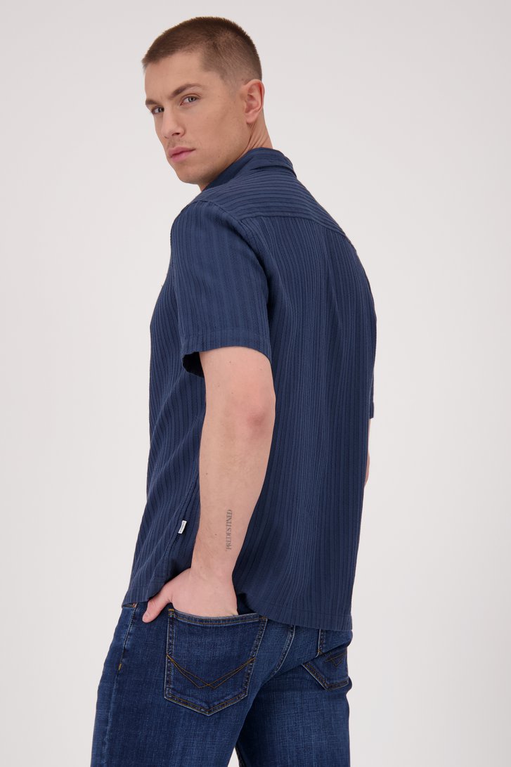Donkerblauw hemd met structuur van Casual Five voor Heren