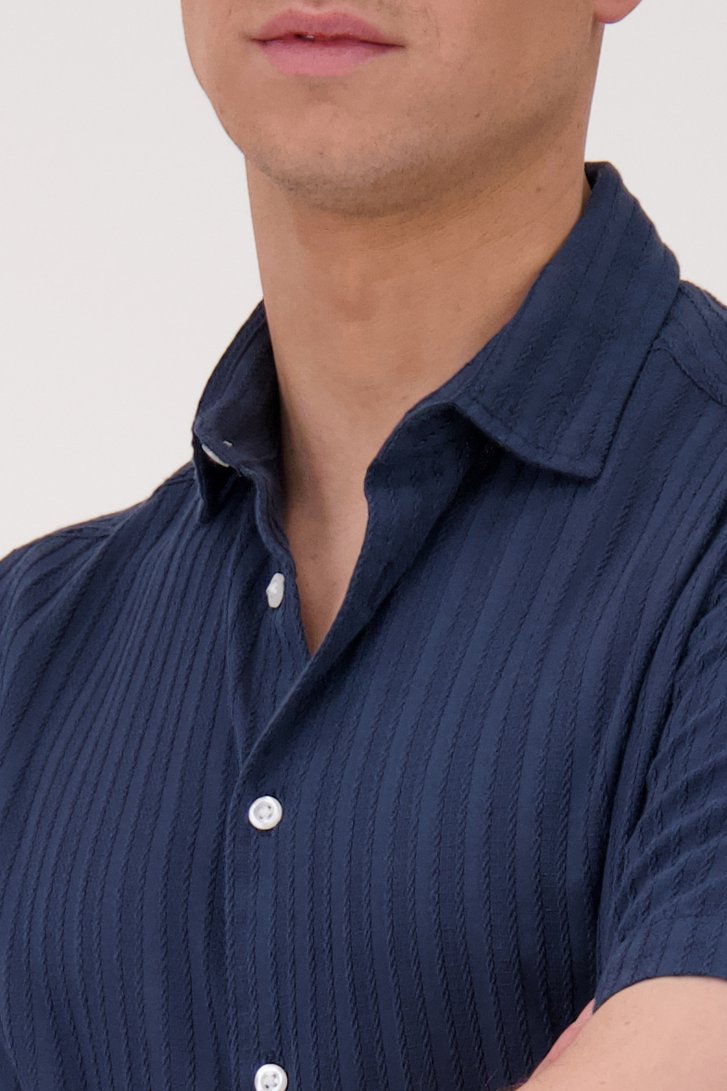 Donkerblauw hemd met structuur van Casual Five voor Heren