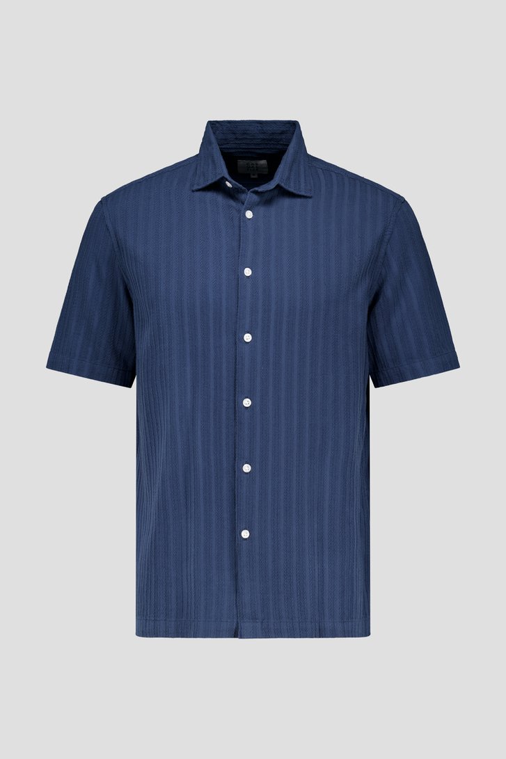 Donkerblauw hemd met structuur van Casual Five voor Heren