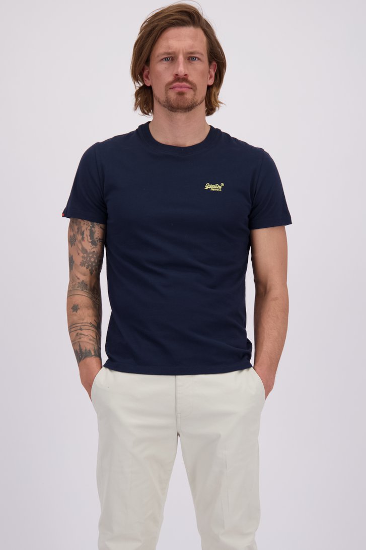 Voorkant van Donkerblauw katoenen T-shirt door Superdry voor Heren