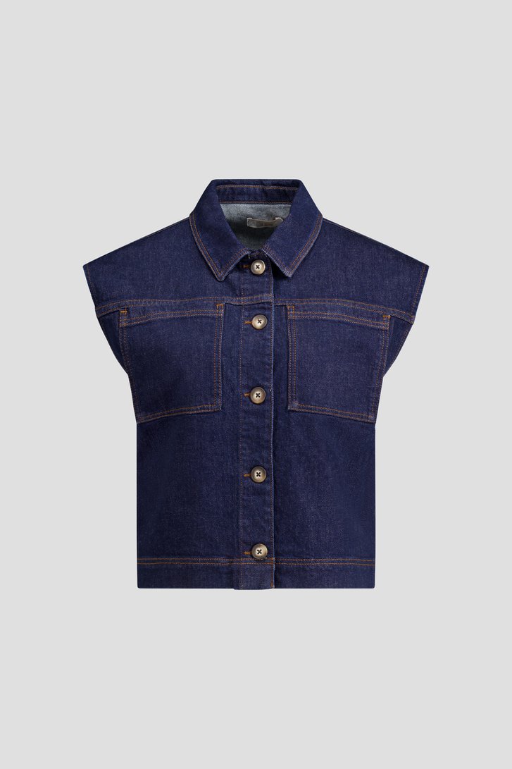 Productfoto 1 van Donkerblauw mouwloos jeansvest  door LŌVING voor Dames