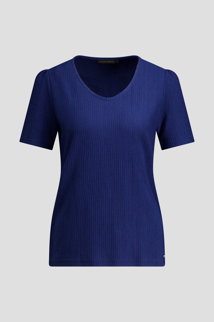 Productfoto 1 van Donkerblauw T-shirt met gewafelde structuur door Claude Arielle voor Dames