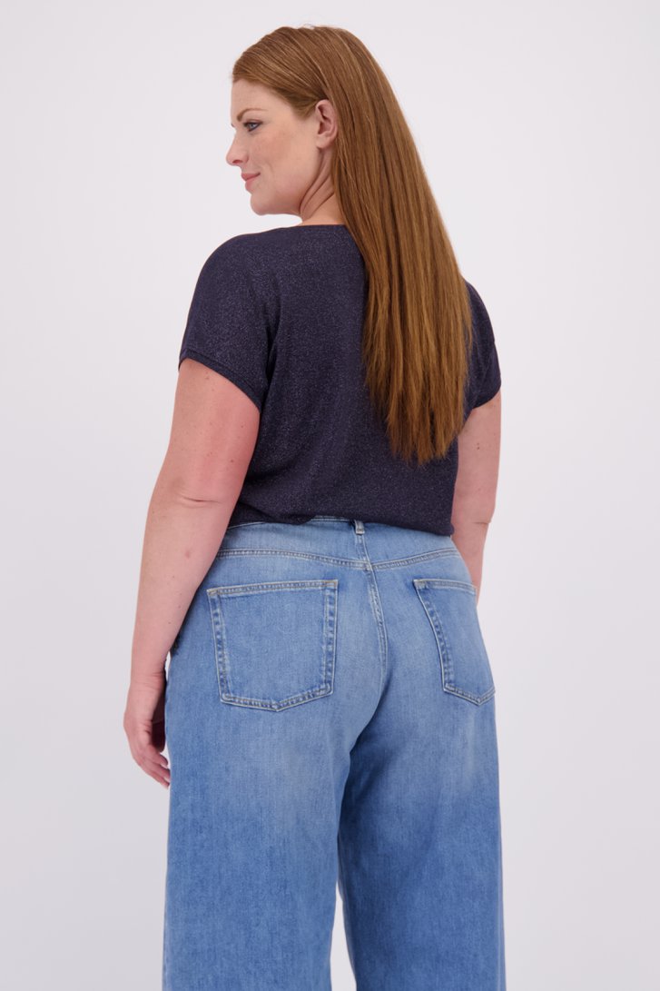 Achterkant van Donkerblauw T-shirt met glitter door ONLY Carmakoma voor Dames