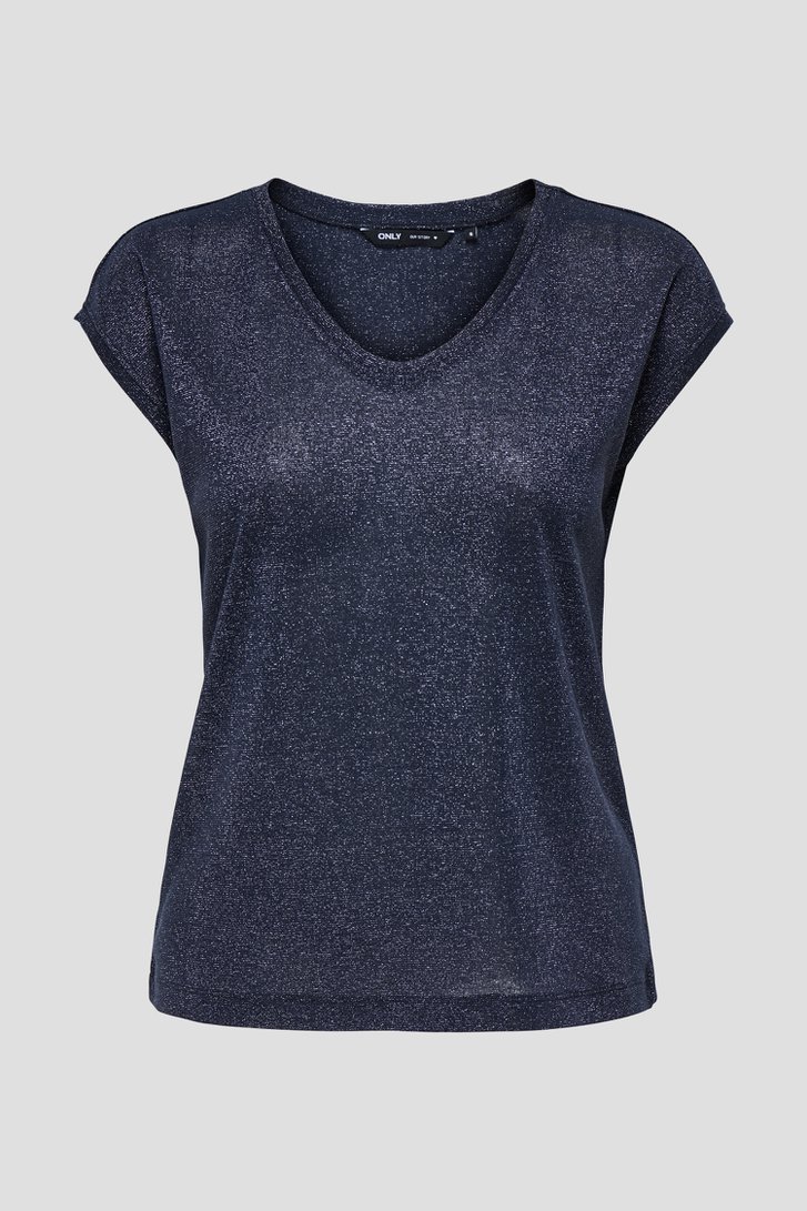 Productfoto 1 van Donkerblauw T-shirt met glitter door ONLY Carmakoma voor Dames