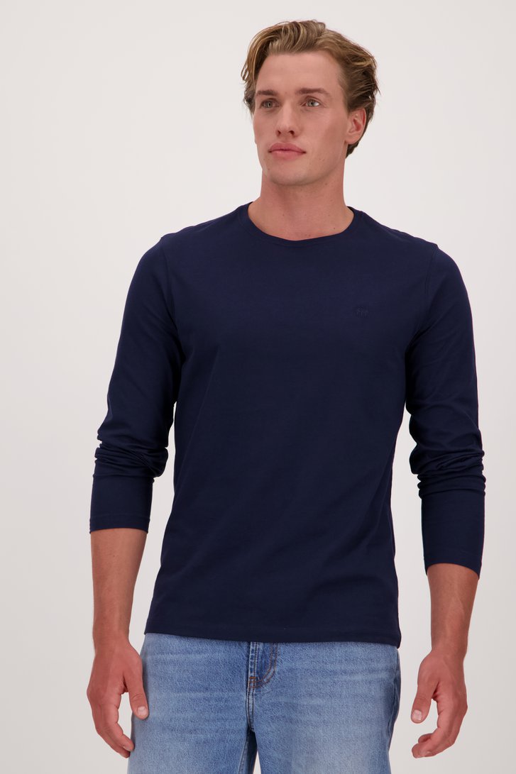 Donkerblauw T-shirt met lange mouwen